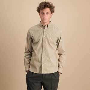 Stripped beige button-down shirt - size S from French brand Hast - 100% cotton